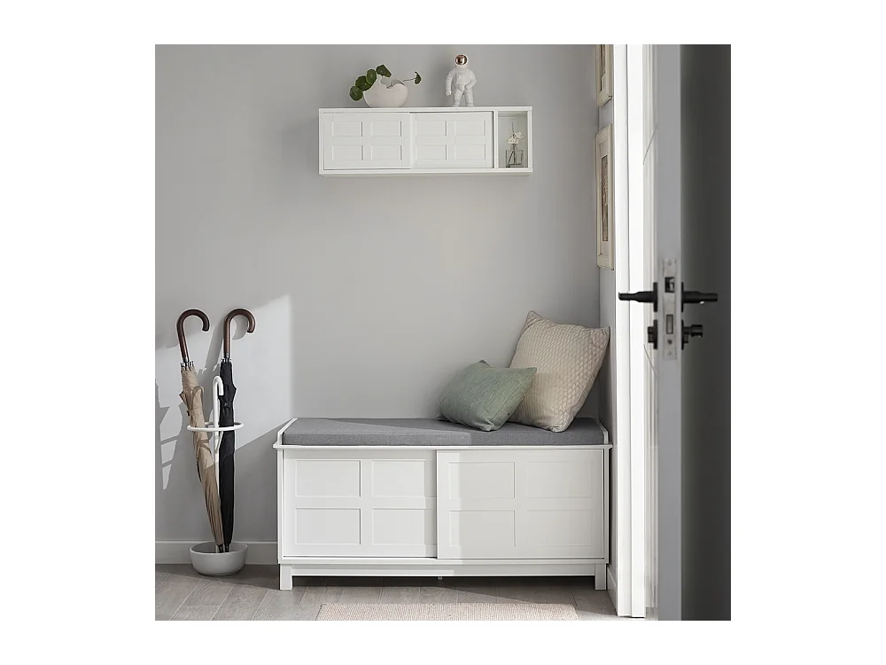 SoBuy FHK18-W wandgarderobe met schuifdeuren en vak ganggarderobe wandrek hangrek garderobe