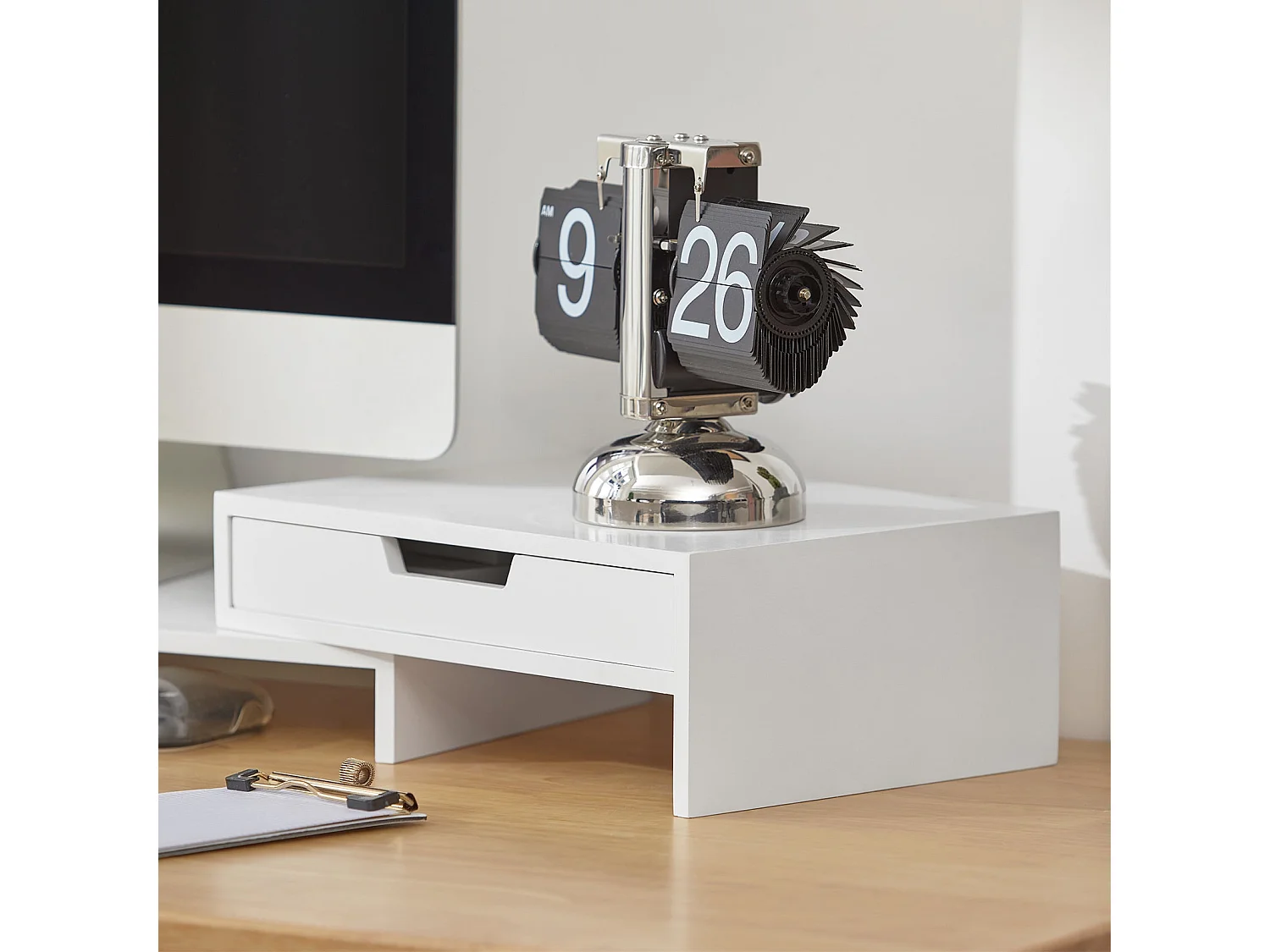 Elevador del Monitor Giratorio Ajuste de Ancho Soporte del Ordenador Portátil 60-107 x 22 x 11 cm Blanco BBF04-W SoBuy ES