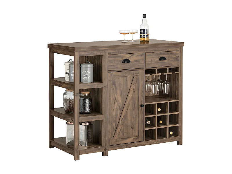 îlot Central de Cuisine, Buffet de Rangement avec 3 Étagères et Porte-Bouteilles, SVW20-N