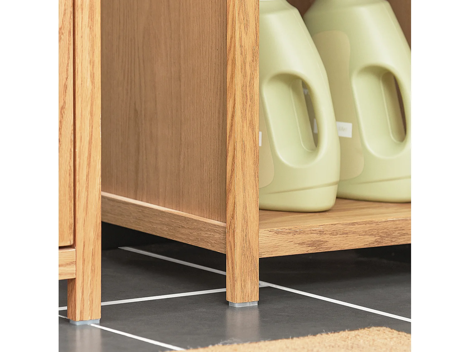 Meuble Bas de Salle de Bain Armoire Toilettes WC avec 2 Tiroirs et 1 Compartiment Ouvert, BZR99-N