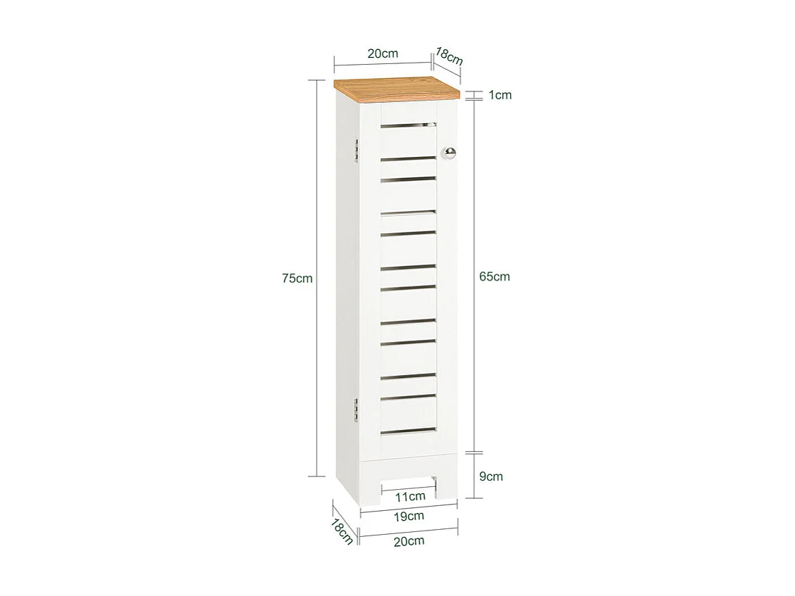 Porte Papier Toilette Vertical Support Papier ToiletteArmoire Toilettes, BZR85-W