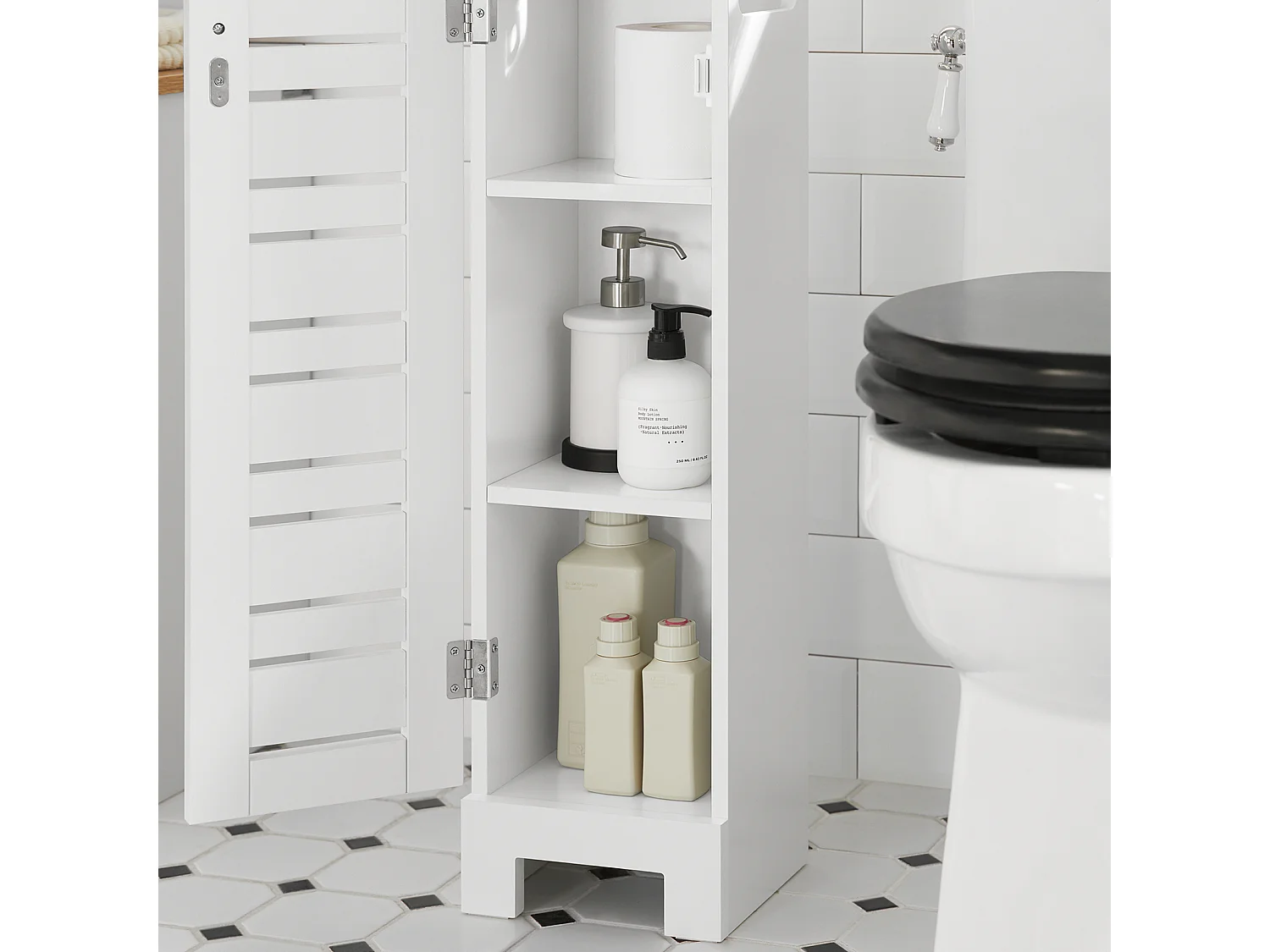 Porte Papier Toilette Vertical Support Papier ToiletteArmoire Toilettes, BZR85-W