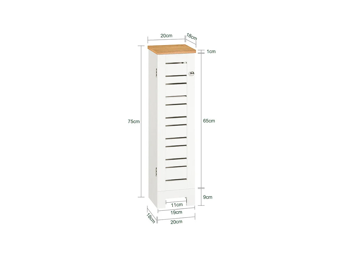 Porte Papier Toilette Vertical Support Papier ToiletteArmoire Toilettes, BZR85-W