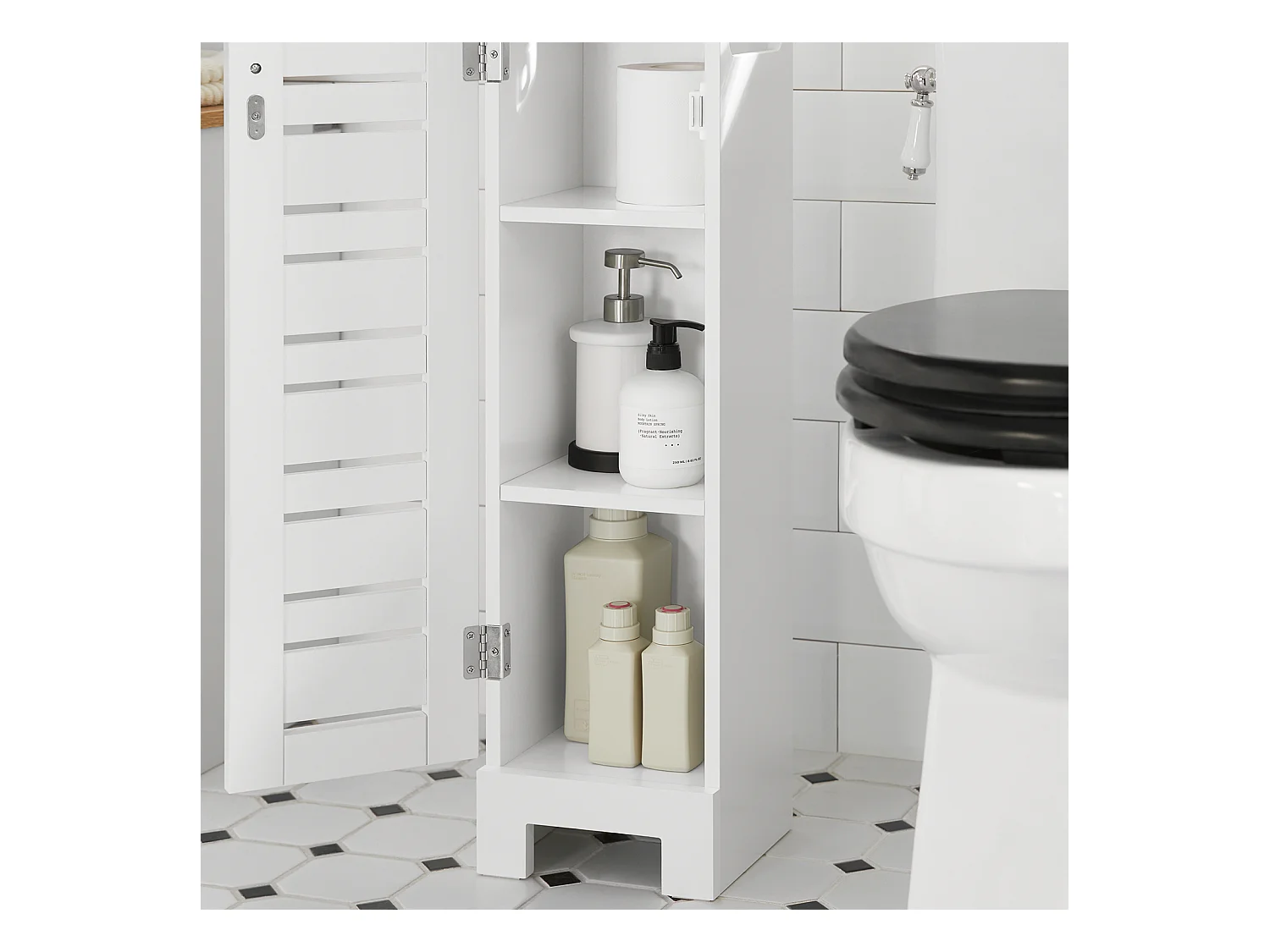 Porte Papier Toilette Vertical Support Papier ToiletteArmoire Toilettes, BZR85-W