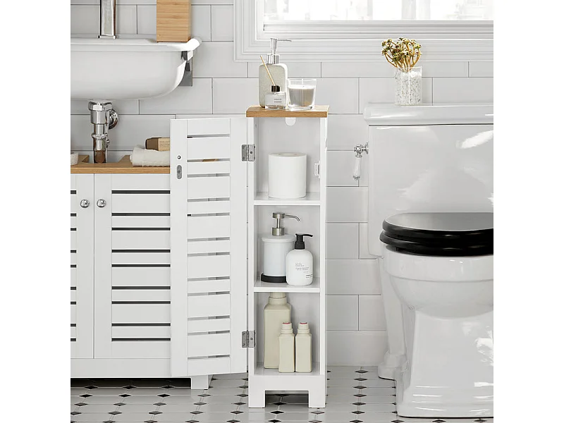 Porte Papier Toilette Vertical Support Papier ToiletteArmoire Toilettes, BZR85-W