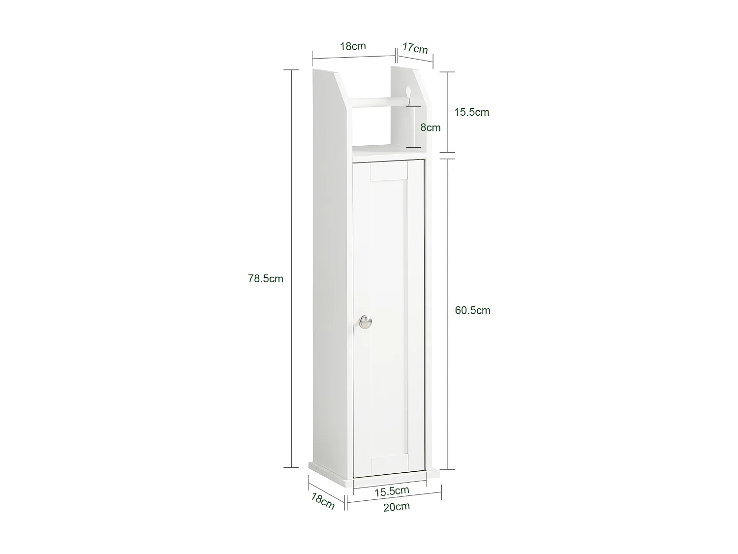 Portarrollo para Papel Higiénico, Sostenedor de Papel Higiénico, Porta-Escobillas para WC 20 x 18 x 78 cm FRG135-W SoBuy ES