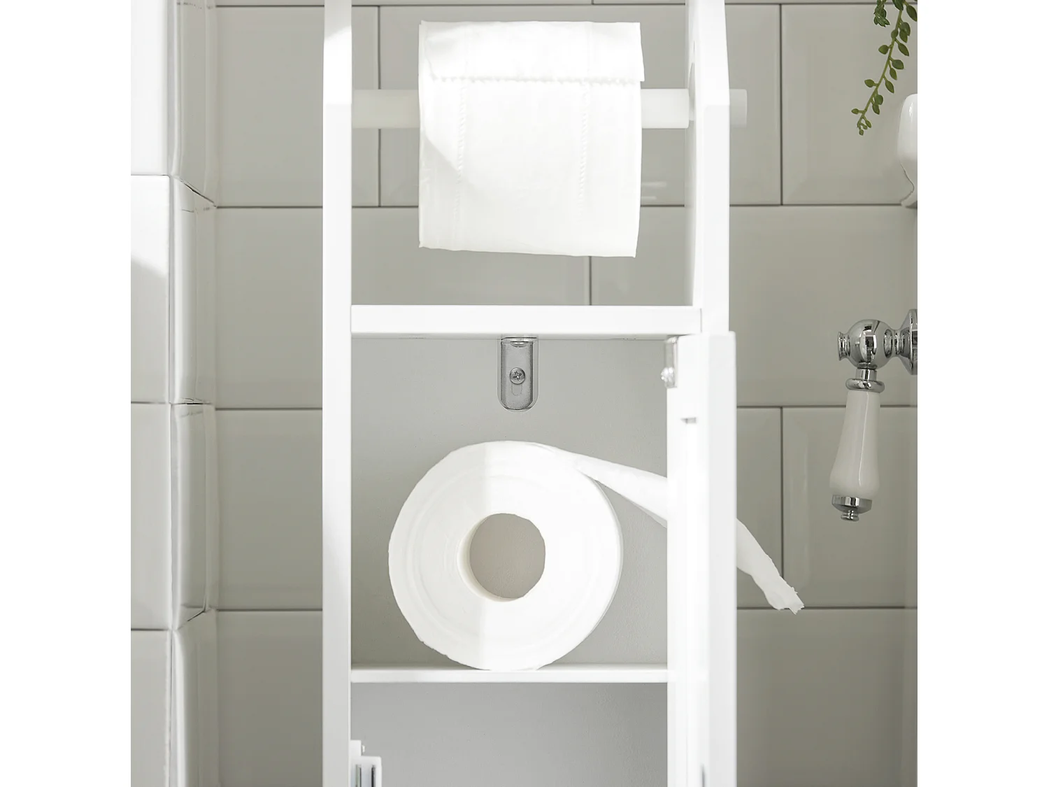 Portarrollo para Papel Higiénico, Sostenedor de Papel Higiénico, Porta-Escobillas para WC 20 x 18 x 78 cm FRG135-W SoBuy ES