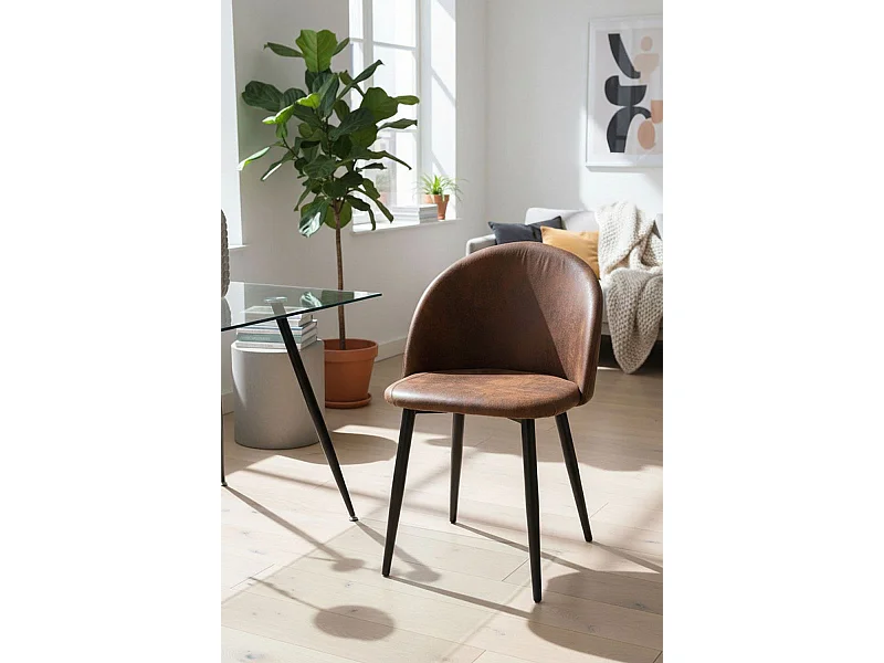 Sillas Comedor - Silla Black Vint Polipiel - Marrón Vintage
