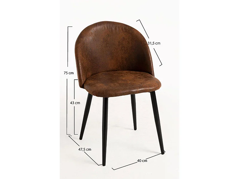 Sillas Comedor - Silla Black Vint Polipiel - Marrón Vintage