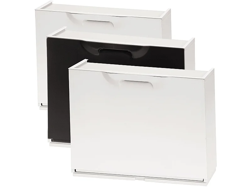 Lot de 3 étagères à chaussures blanches et étagères à chaussures noires en polypropylène