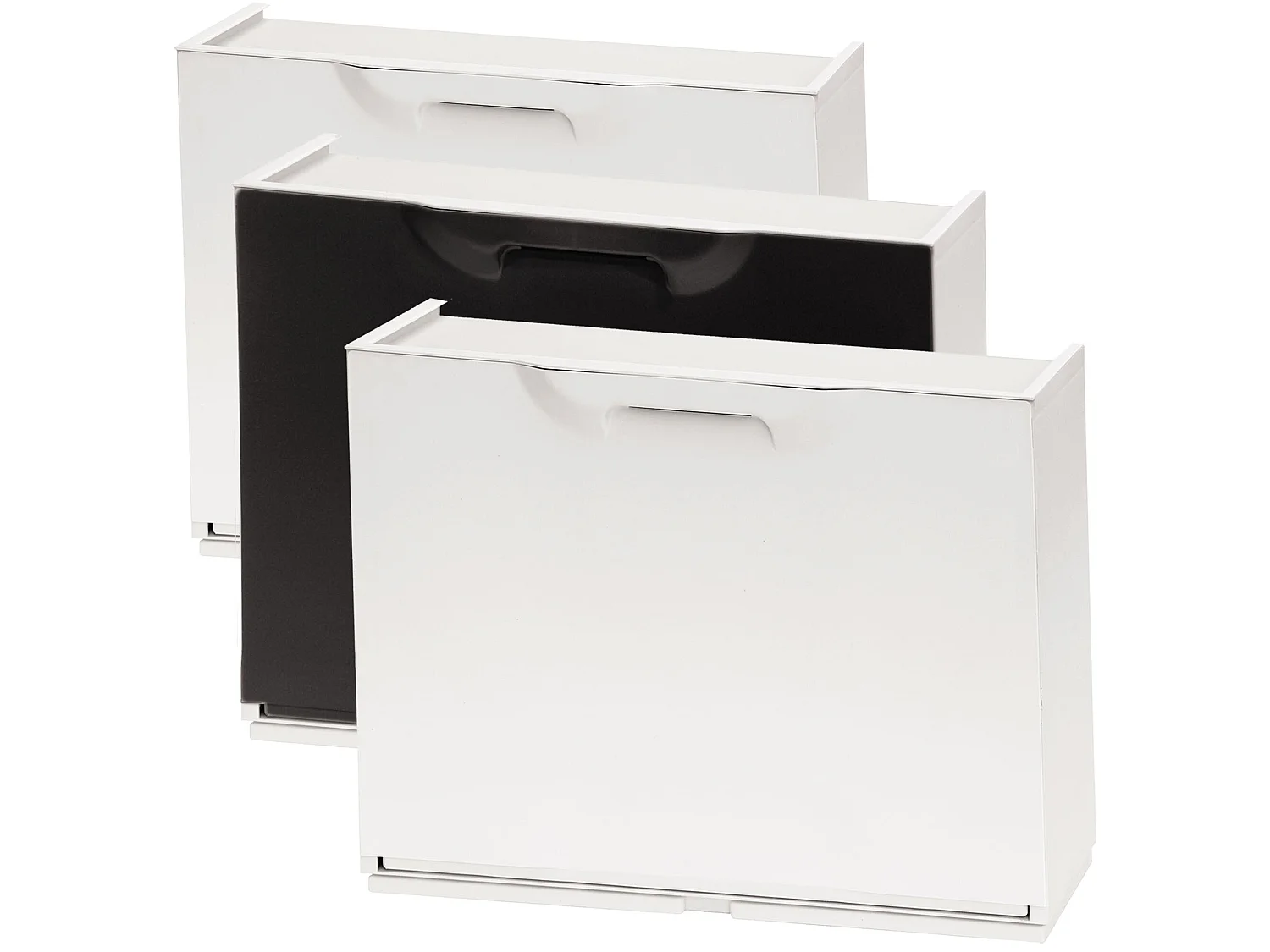 Lot de 3 étagères à chaussures blanches et étagères à chaussures noires en polypropylène