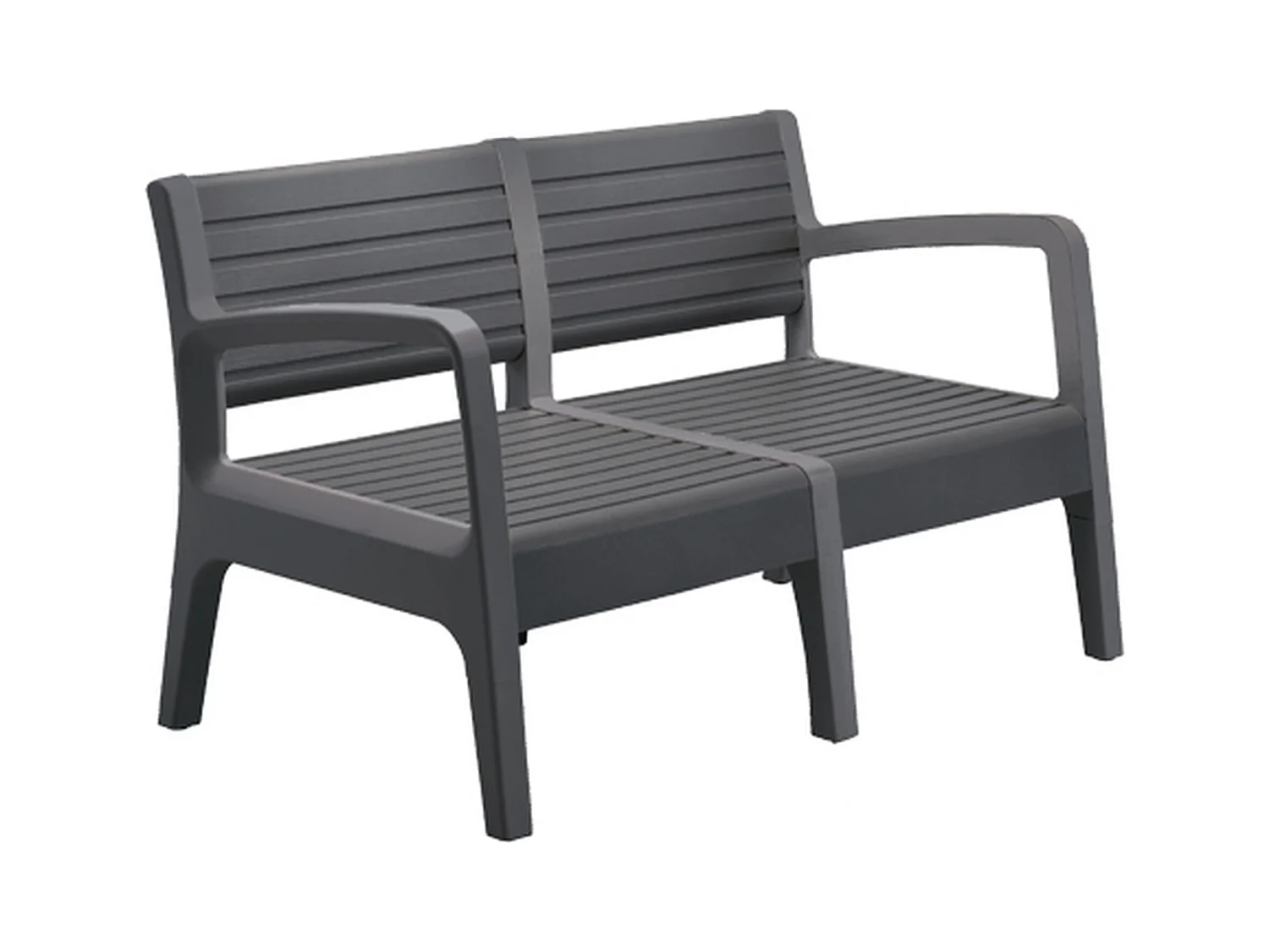 Banc de jardin miami 2 places graphite 120 x 72 x 69