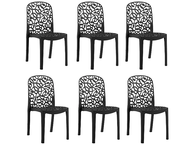 Set 6 chaises flora anthracite 87 x 50 x 47