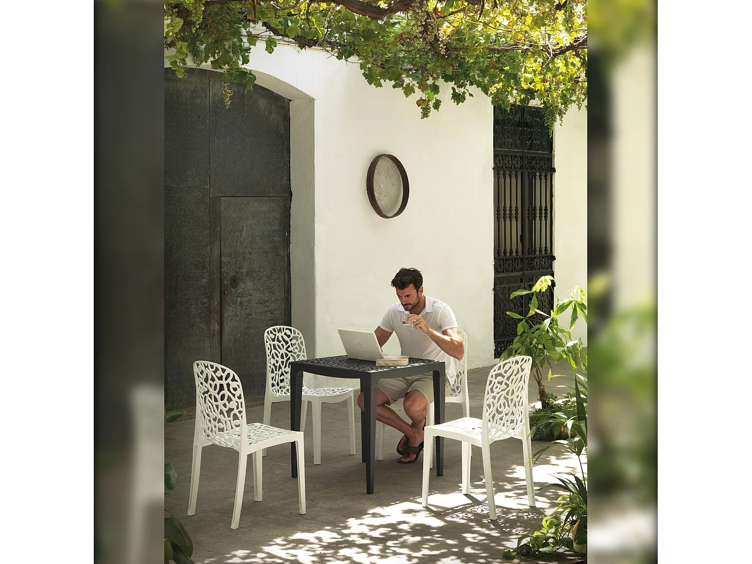 Set 6 chaises flora anthracite 87 x 50 x 47