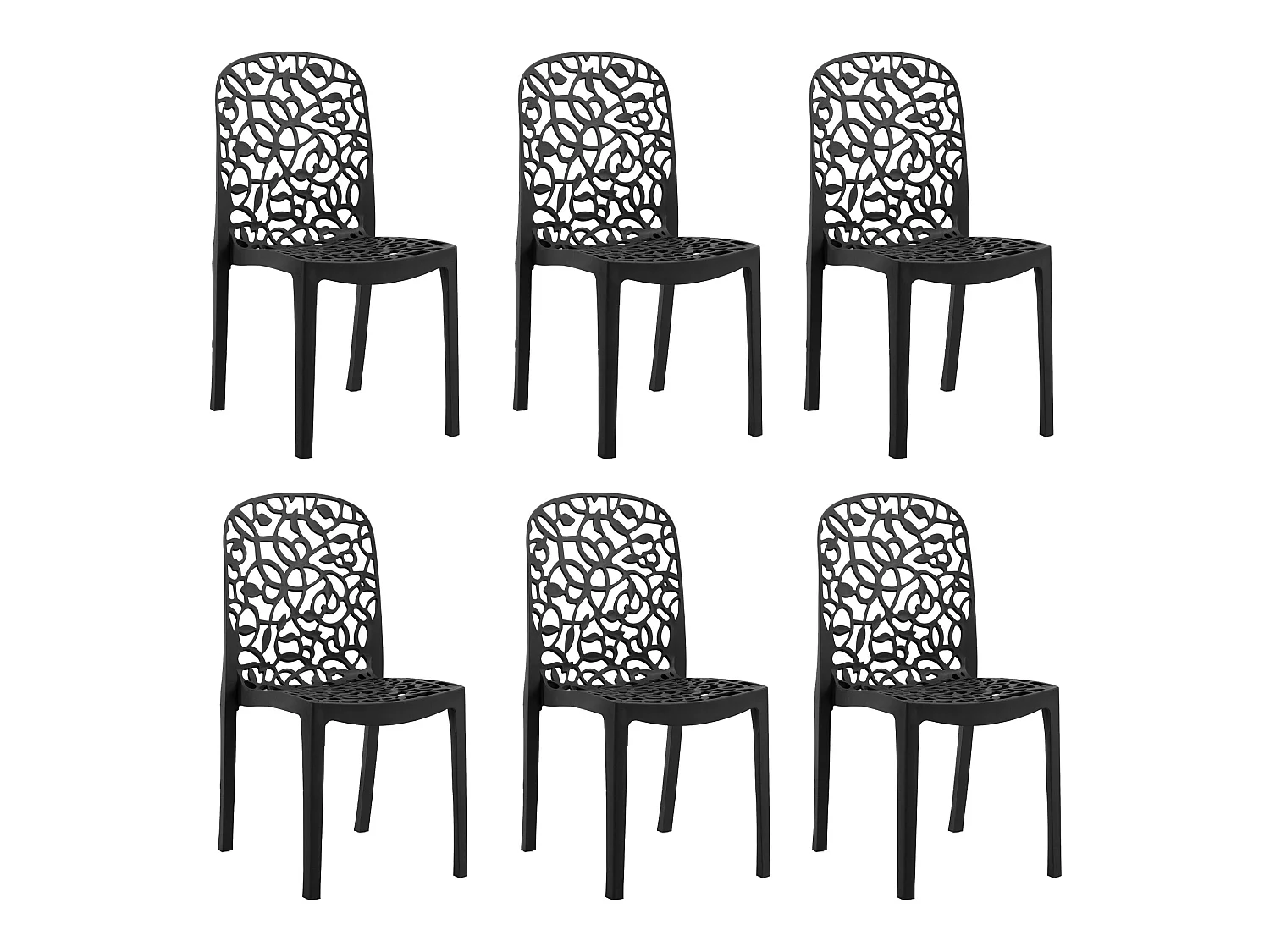 Set 6 chaises flora anthracite 87 x 50 x 47