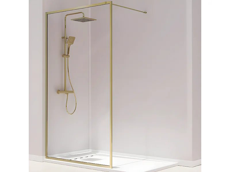 Paroi de douche fixe FRESH PERIMETRAL finition OR BROSSÉ 110 cm