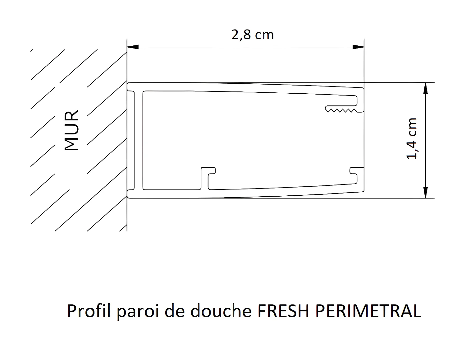Parete doccia fissa FRESH PERIMETRAL finitura ORO SPAZZOLATO 80 cm