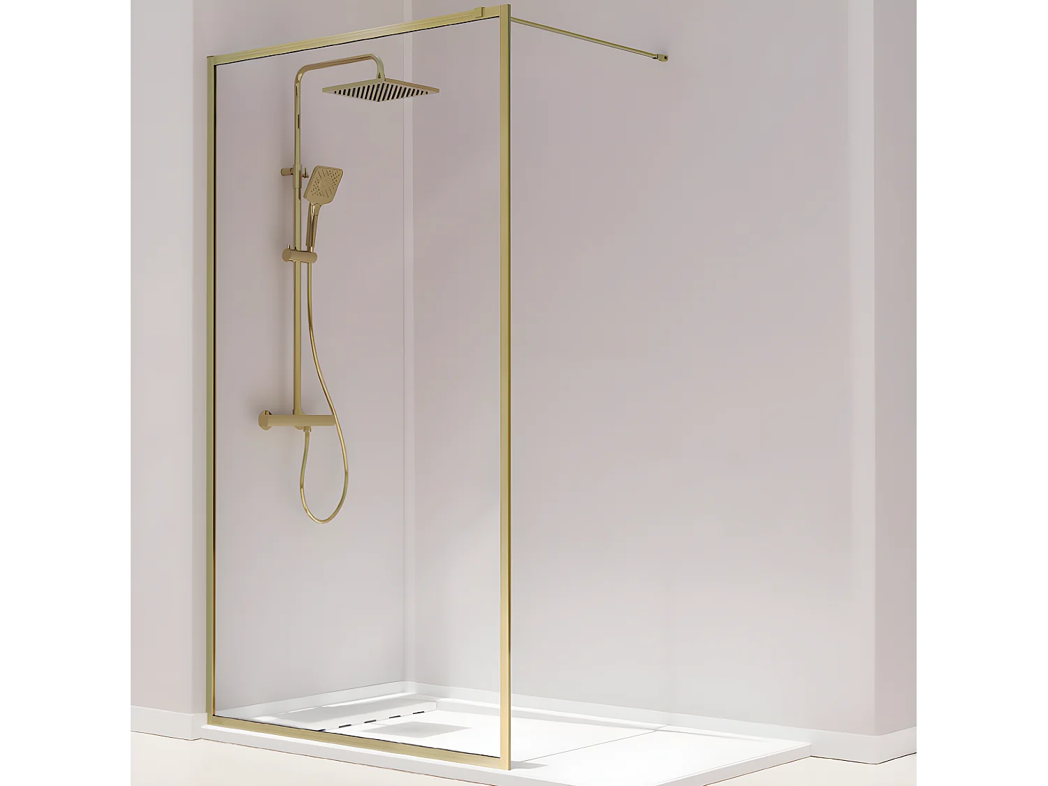 Parete doccia fissa FRESH PERIMETRAL finitura ORO SPAZZOLATO 100 cm