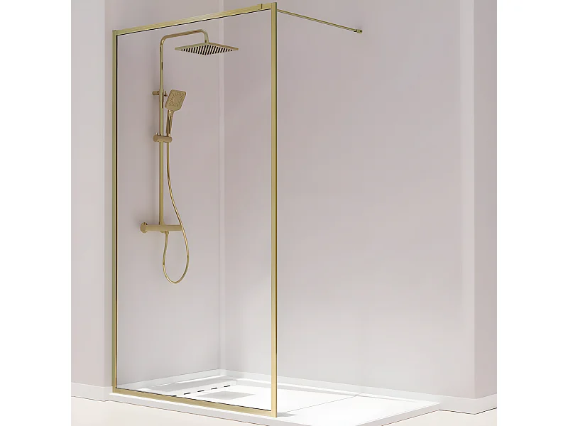 Paroi de douche fixe FRESH PERIMETRAL finition OR BROSSÉ 100 cm
