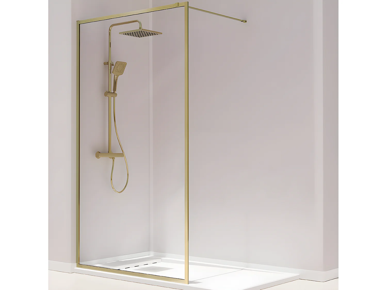 Parete doccia fissa FRESH PERIMETRAL finitura ORO SPAZZOLATO 90 cm