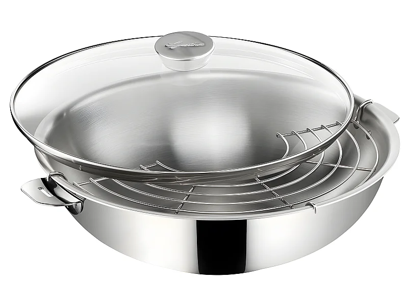 Wok Salvaspazio+ avec son couvercle 30 cm en inox