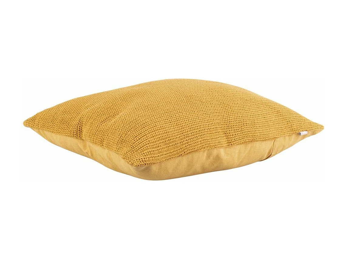 Coussin en coton velours côtelé Lines Jaune moutarde