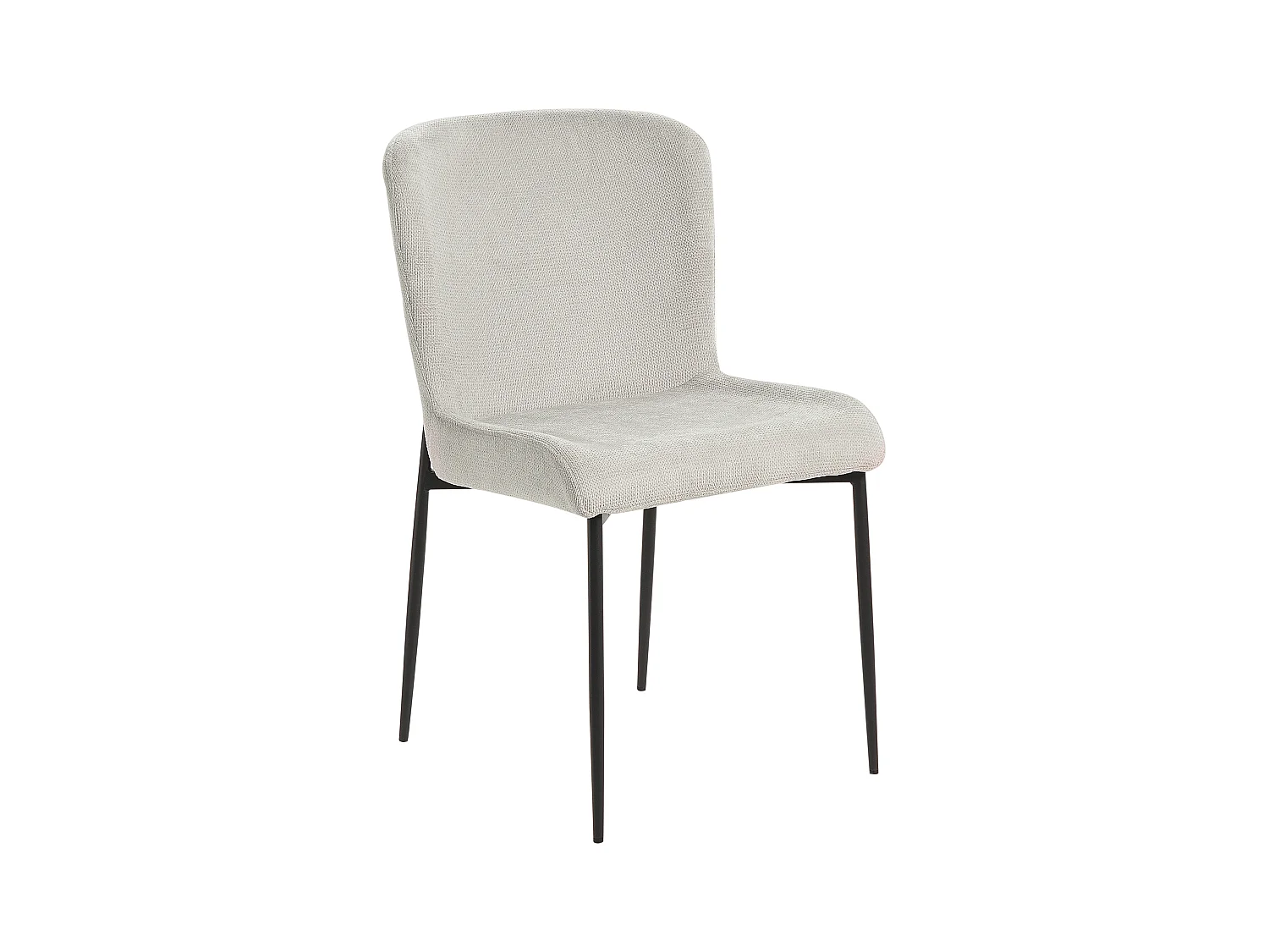 Esszimmerstuhl 2er Set Stoffbezug grau gestrickt Metallbeine schwarz Skandi Ada