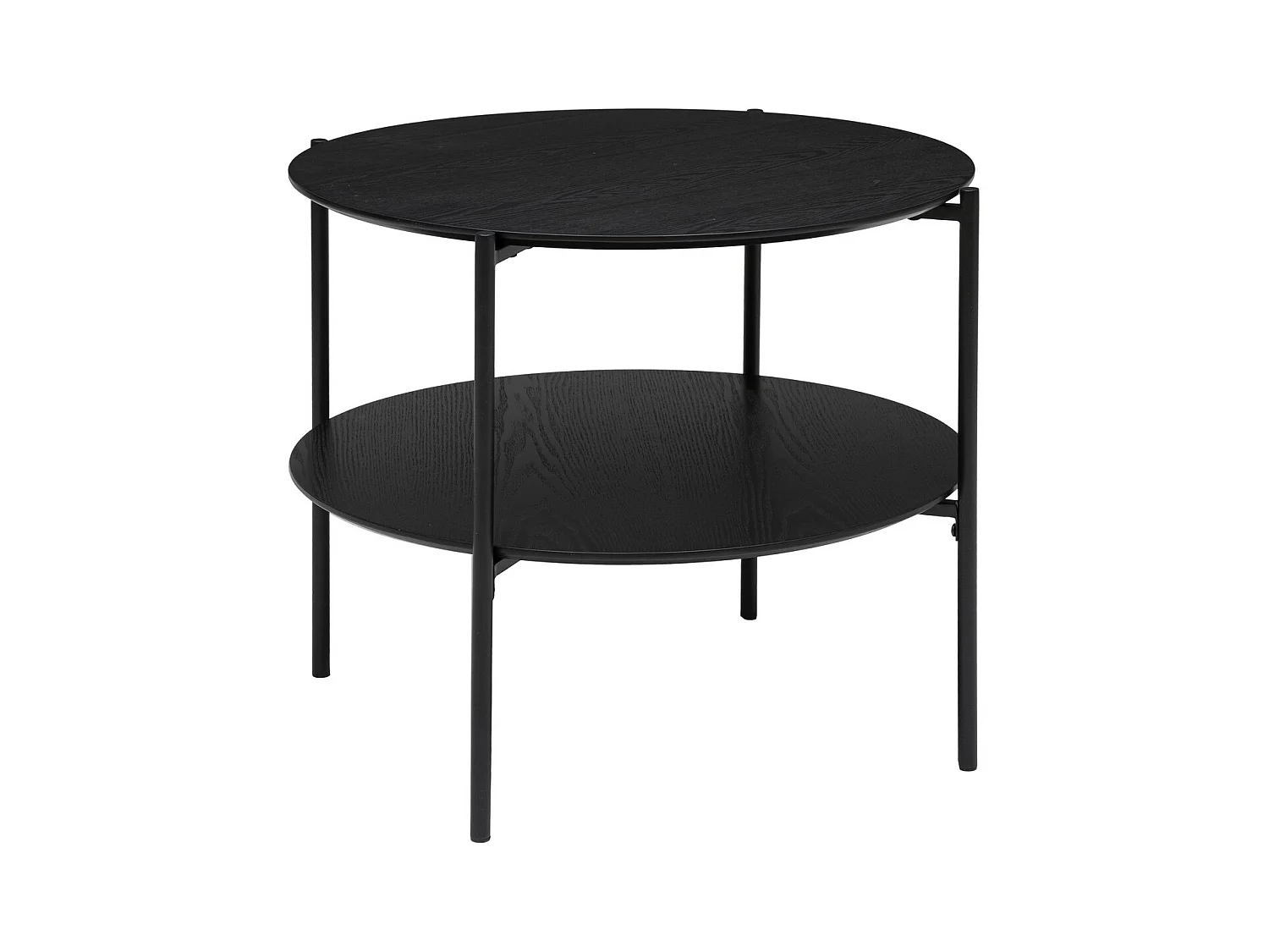 Table basse 2 plateaux en métal et bois Noir D 63,2 x H 52 cm