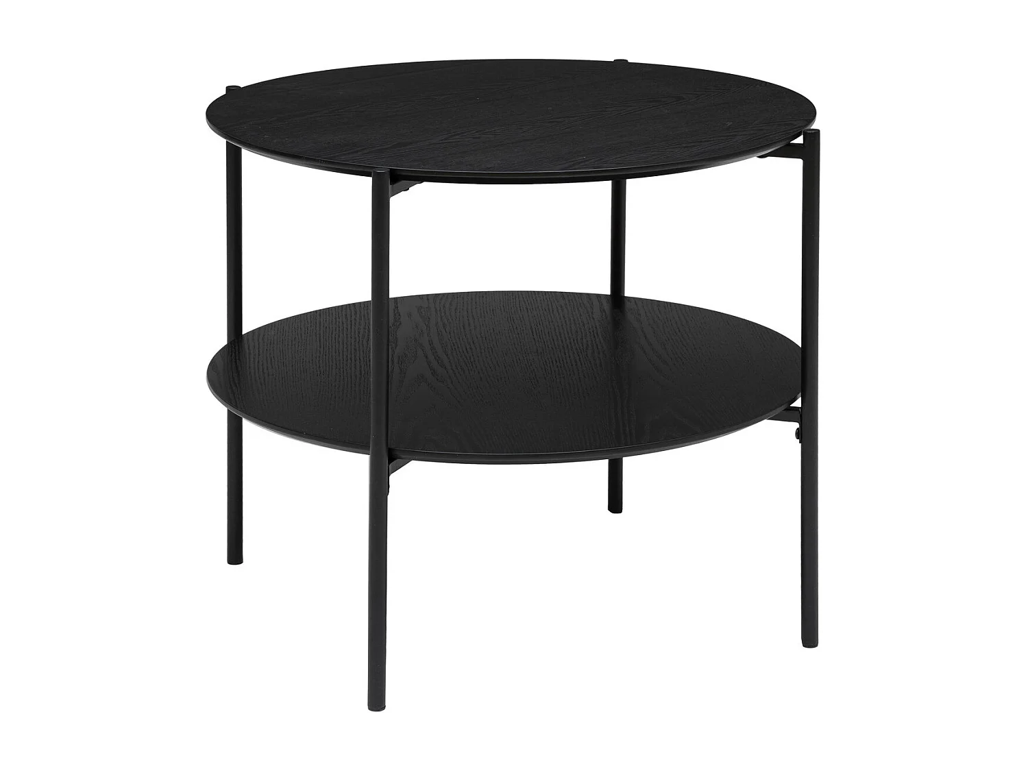 Table basse 2 plateaux en métal et bois Noir D 63,2 x H 52 cm