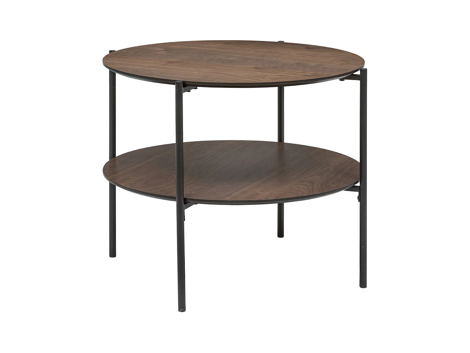 Table basse 2 plateaux en métal et bois Marron D 63,2 x H 52 cm