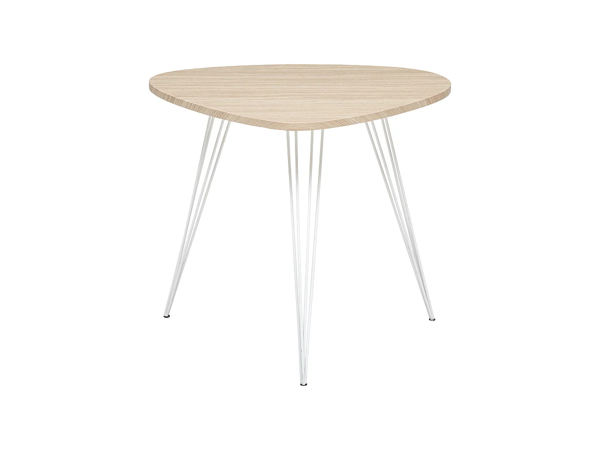 Table d'appoint en bois et pieds en métal blanc 69 x 54 x H 60 cm
