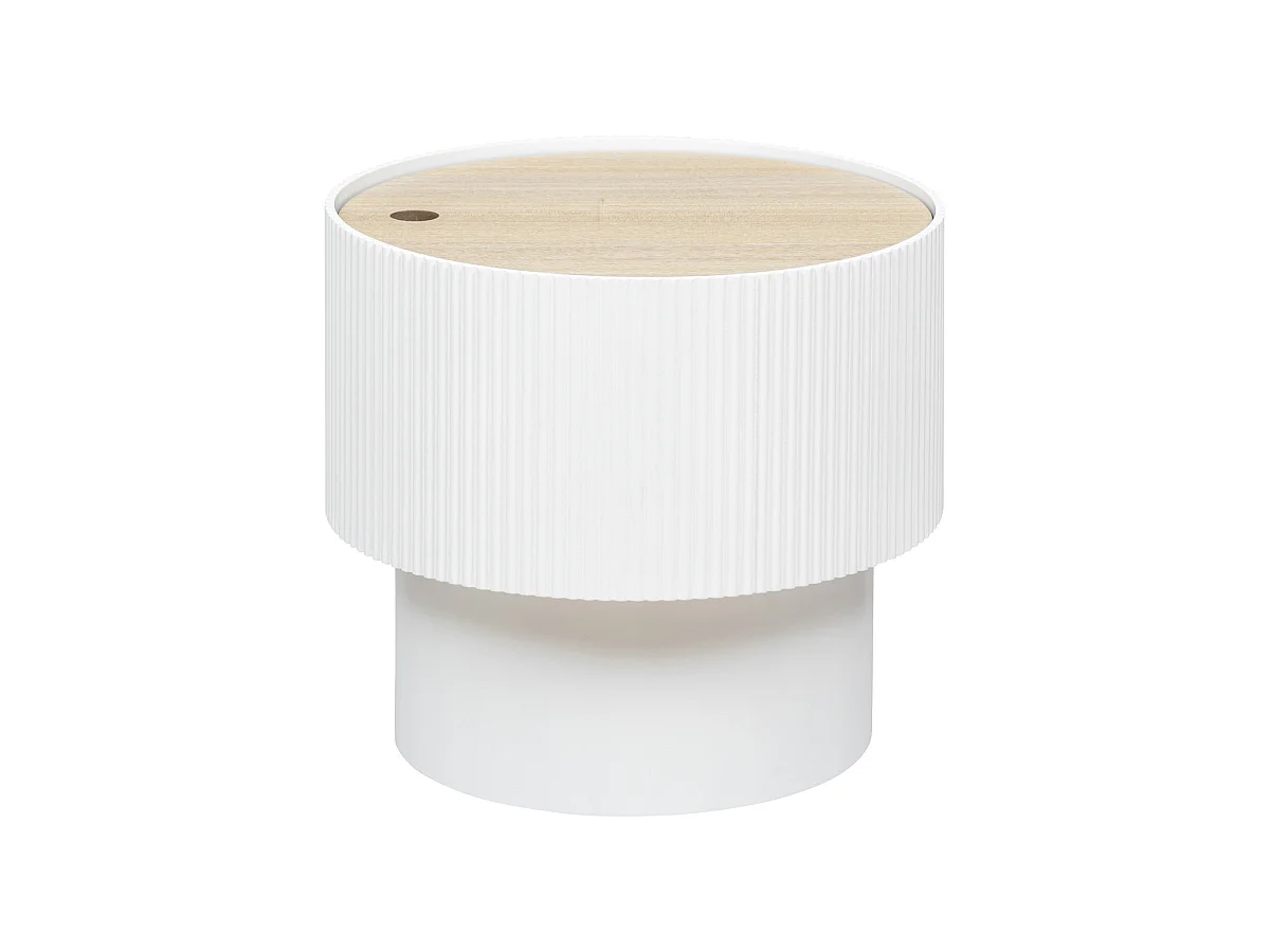 Table à Café avec Coffre de rangement en bois peint Blanc D 38,5 cm