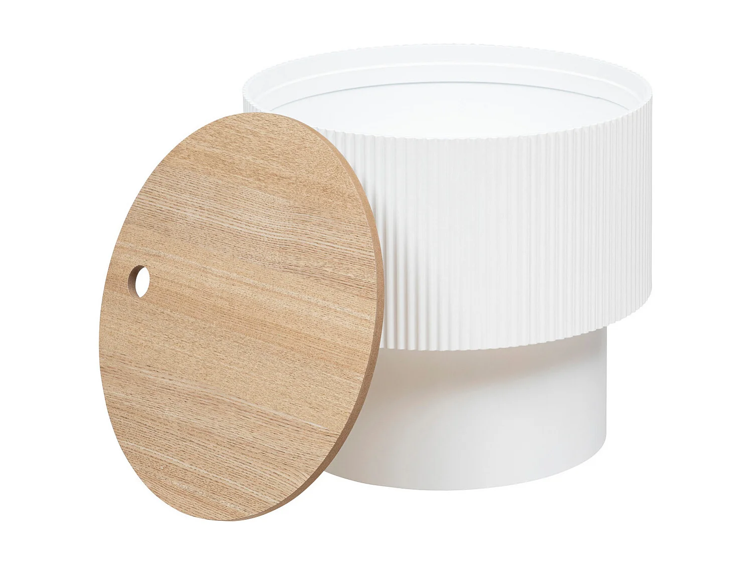 Table à Café avec Coffre de rangement en bois peint Blanc D 38,5 cm