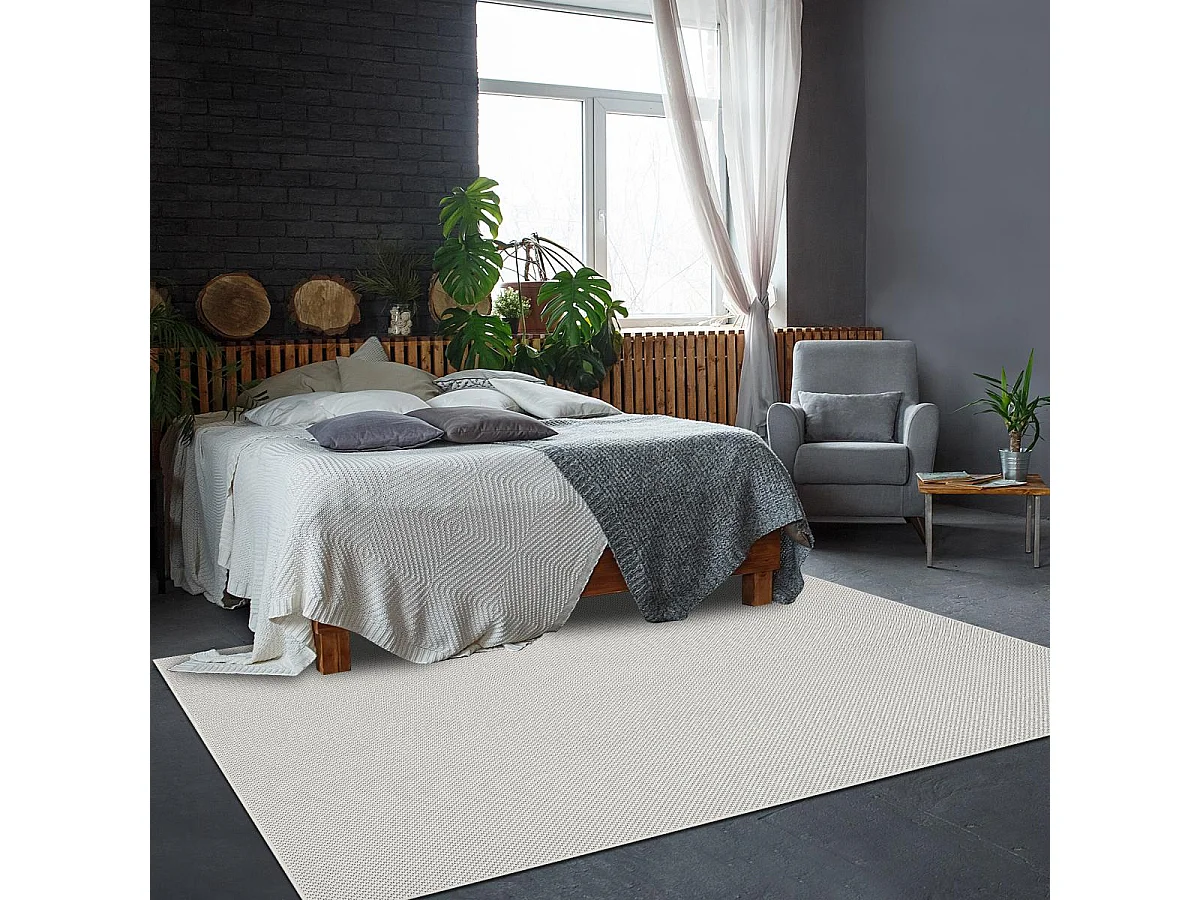 Tappeto da esterno 200x280 tessuto kilim crema EXTUNI