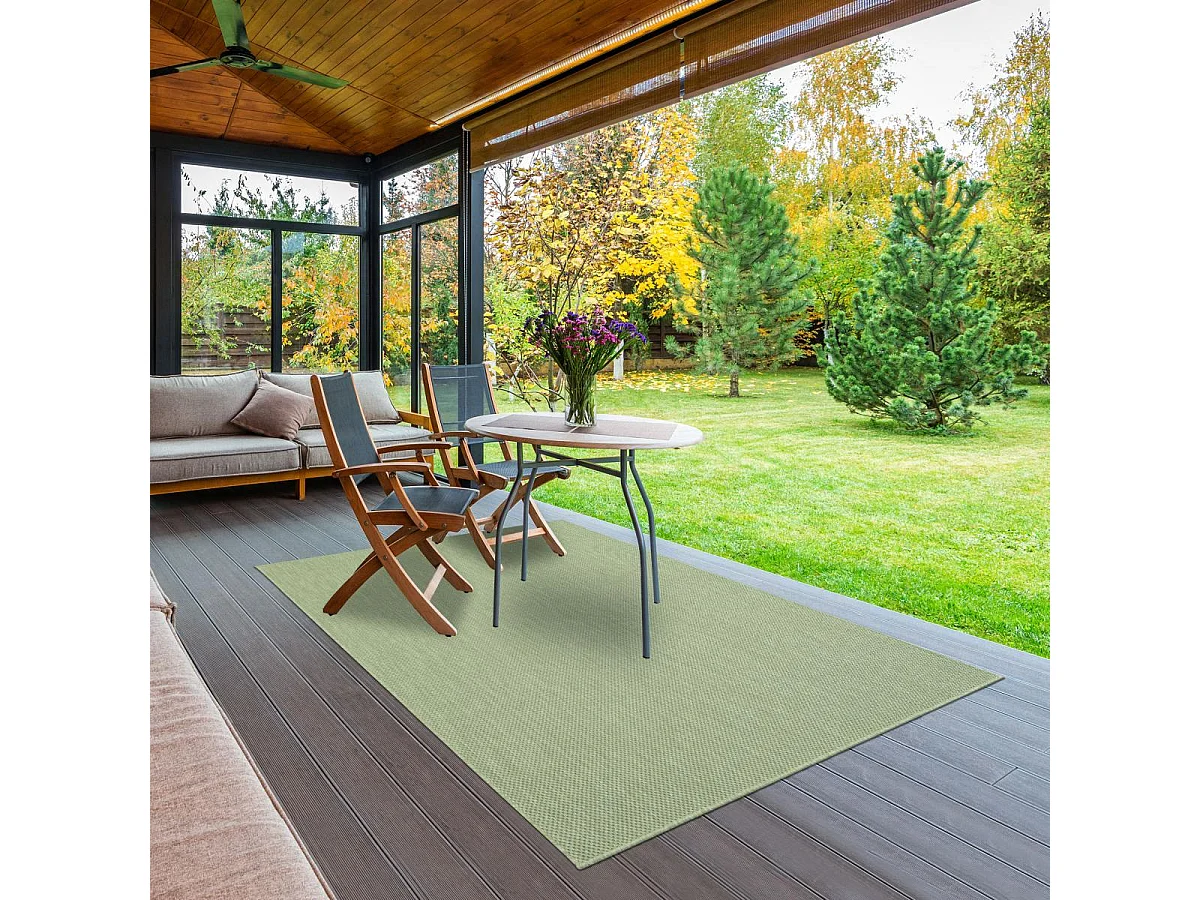 Tapis extérieur 160x220 tissé kilim vert EXTUNI