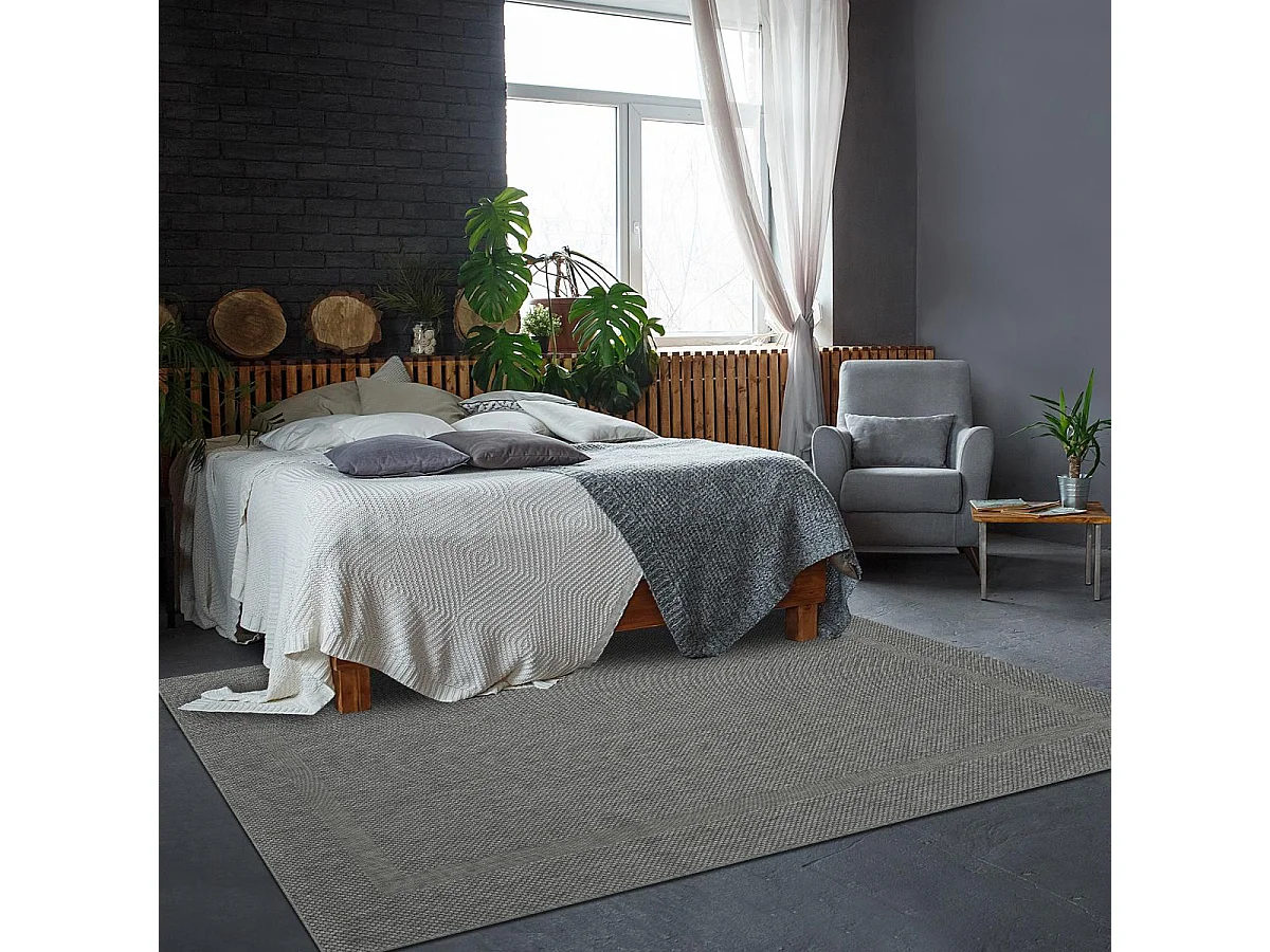 Tapis extérieur 140x200 tissé kilim gris SQUAREXT