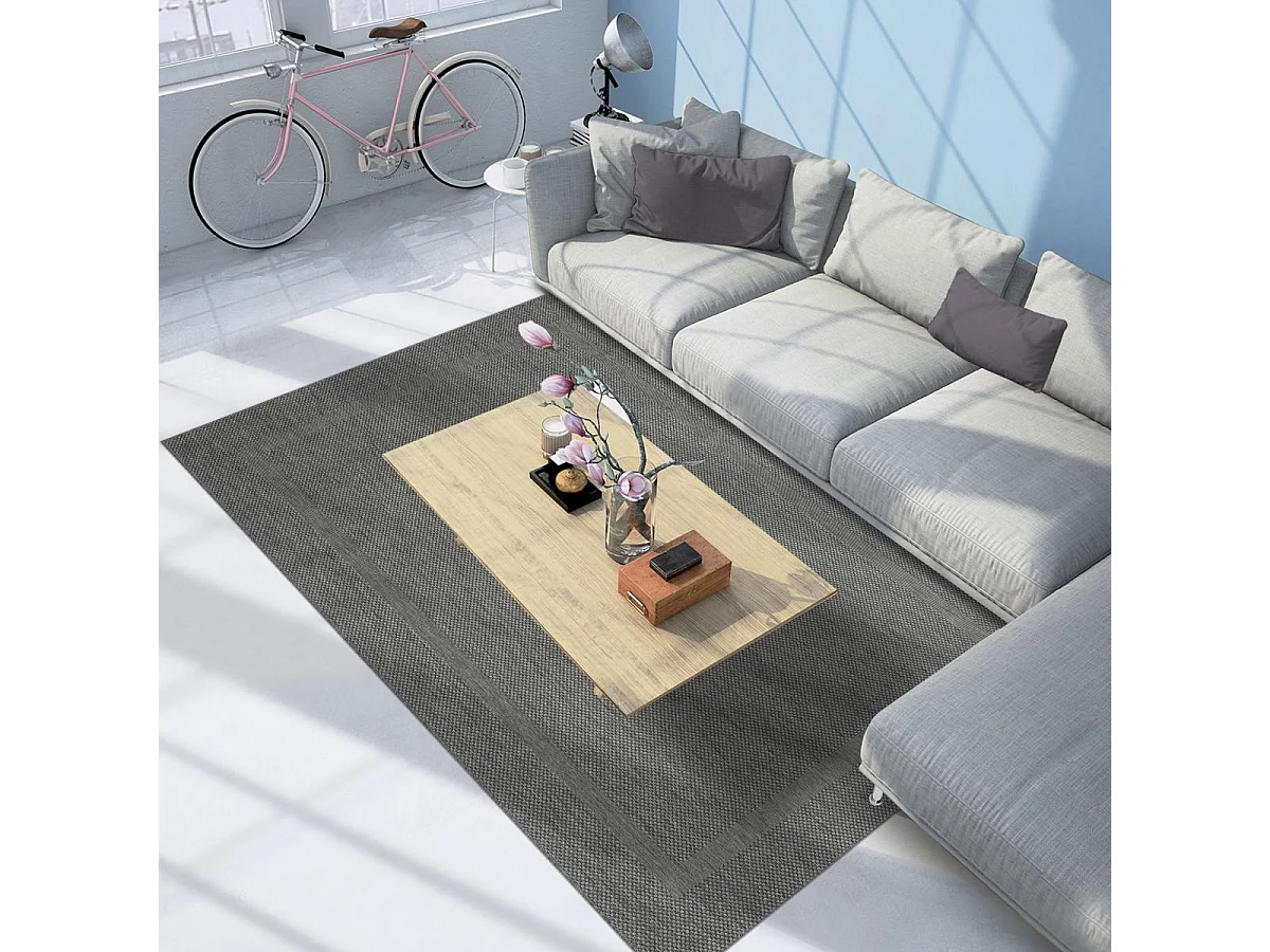 Tapis extérieur 160x220 tissé kilim gris SQUAREXT