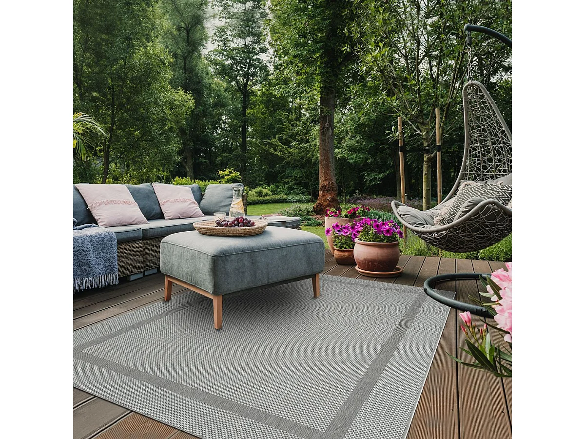 Tapis extérieur 240x340 tissé kilim gris SQUAREXT