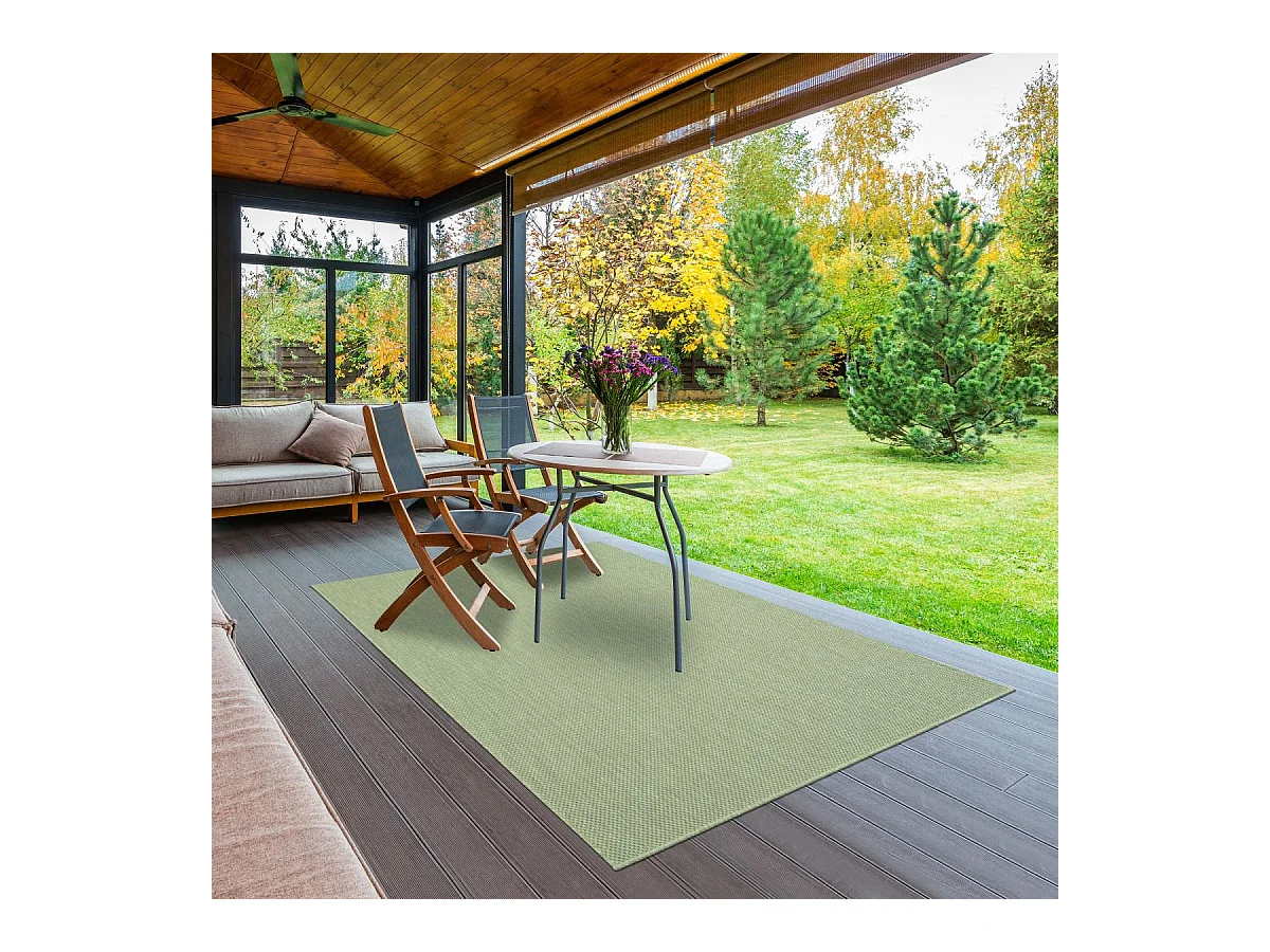 Tapis extérieur 80x200 tissé kilim vert EXTUNI