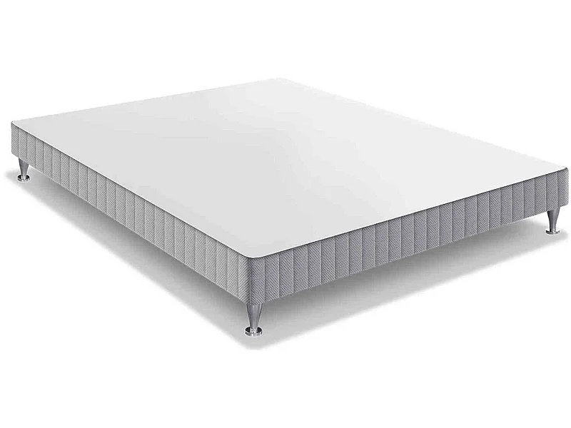 Sommier Simmons a Doghe Rivestite D35V 140x190 + Piedi Universali in Legno Massiccio - Produzione Francese