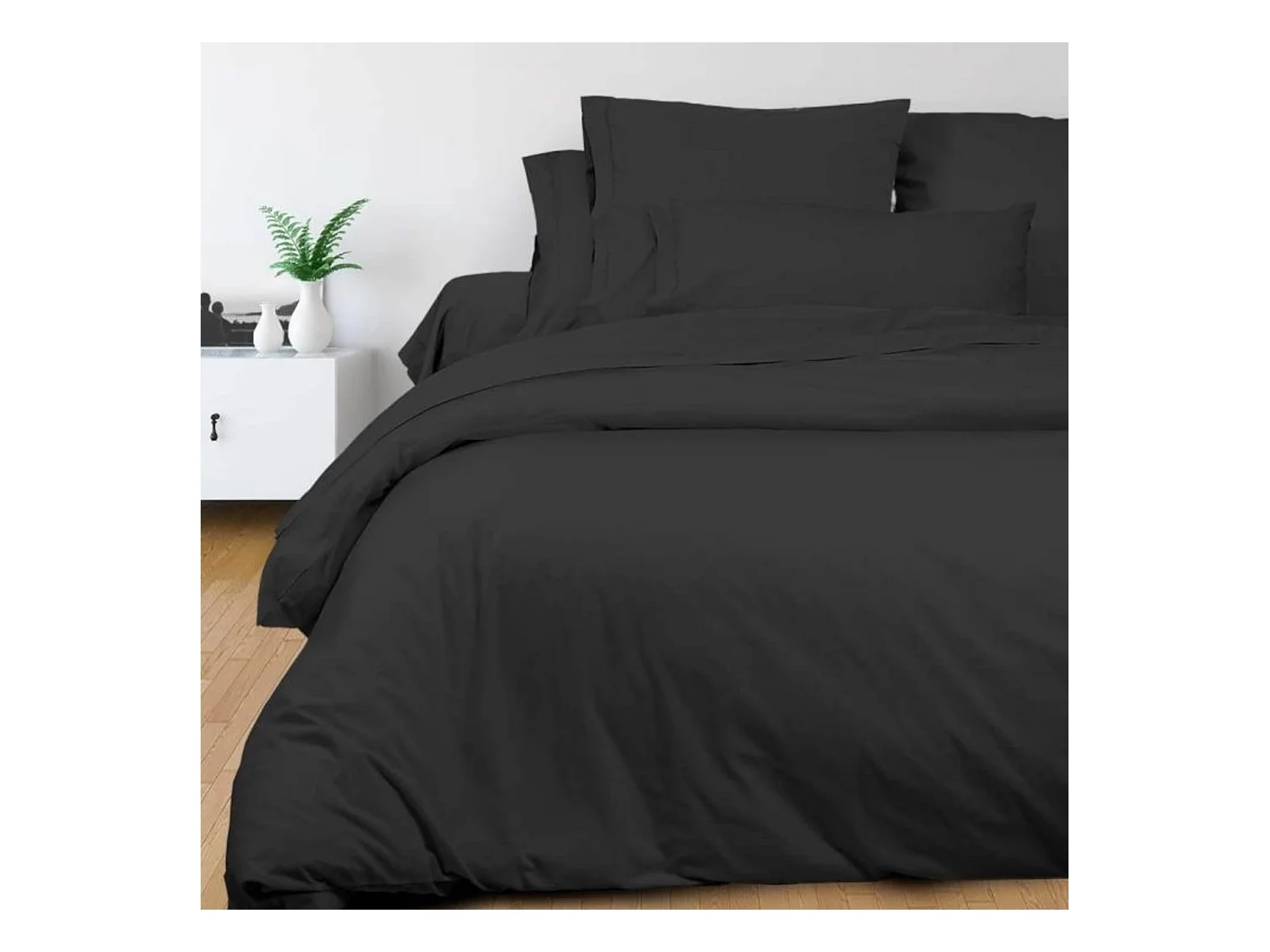 Housse de couette percale anthracite 240x220 cm
