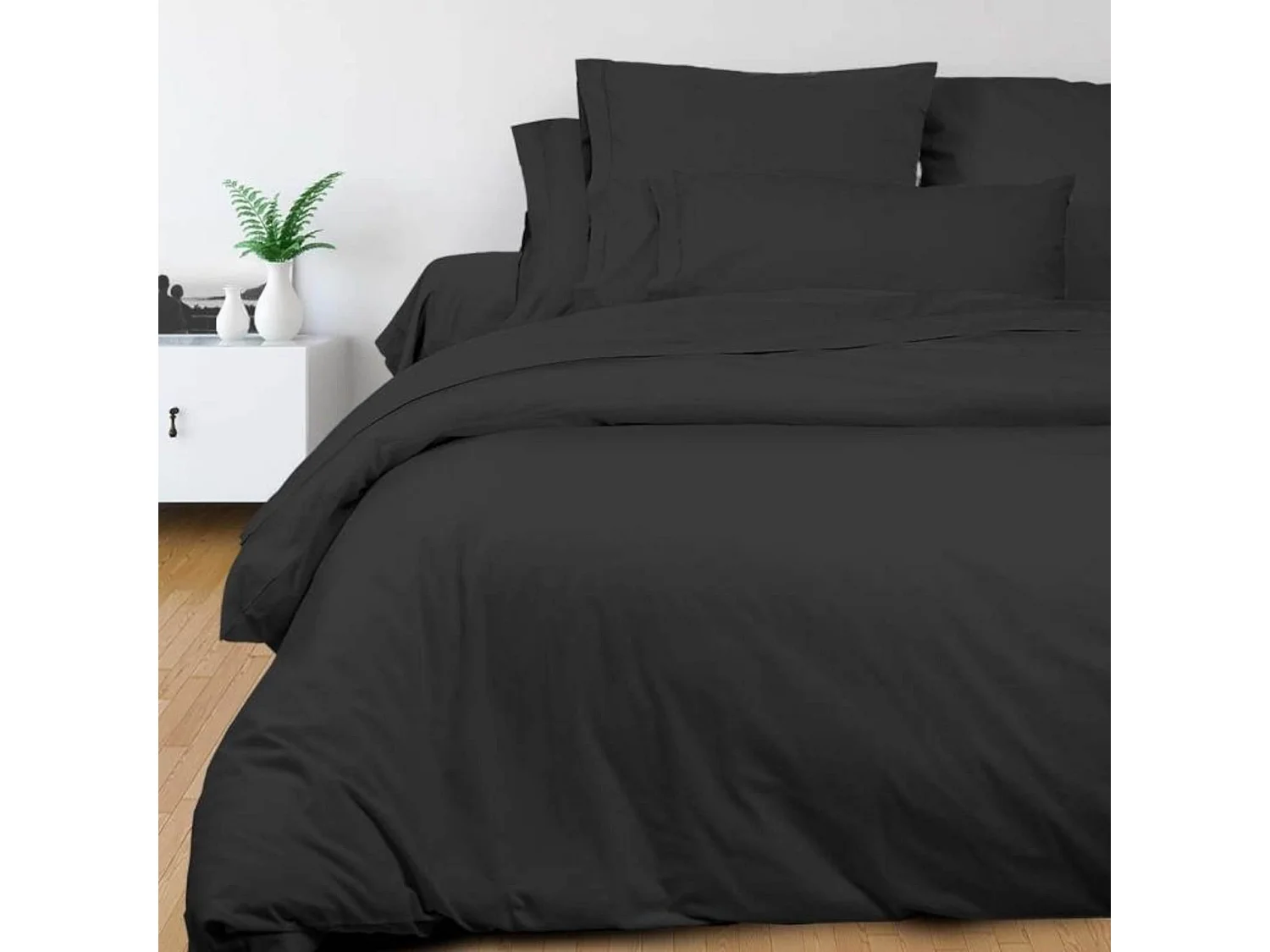 Housse de couette percale anthracite 240x220 cm
