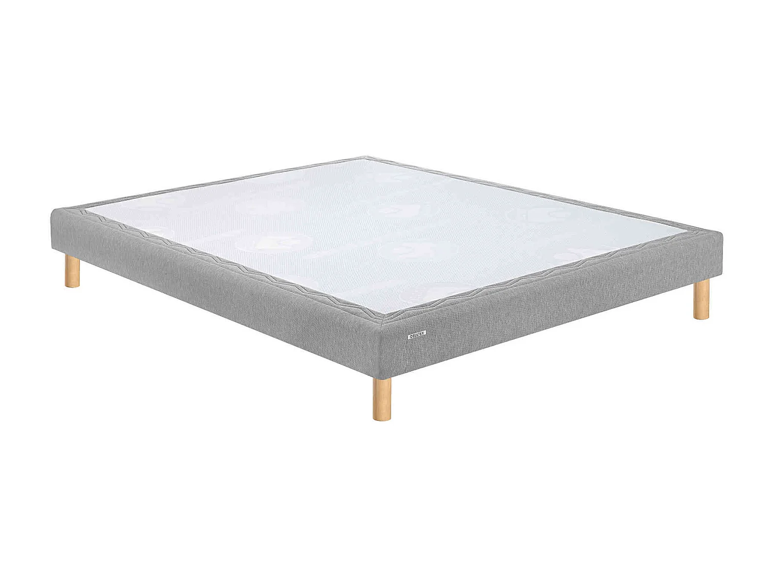 Sommier déco gris confort medium 15 cm avec pieds Bultex Mediano 130x190