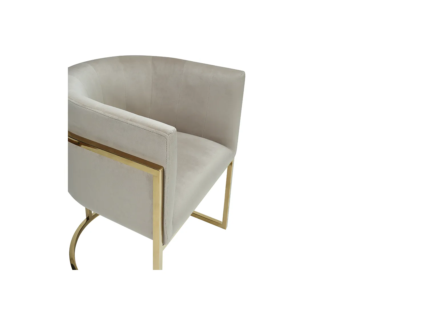 Chaise avec accoudoirs - Velours et acier inoxydable - Beige et doré - PERIA de Pascal MORABITO