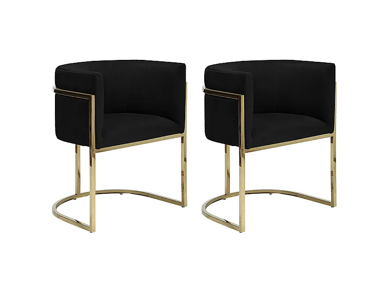 Juego de 2 sillas con brazos PERIA de Pascal MORABITO - Terciopelo y metal - Negro y dorado