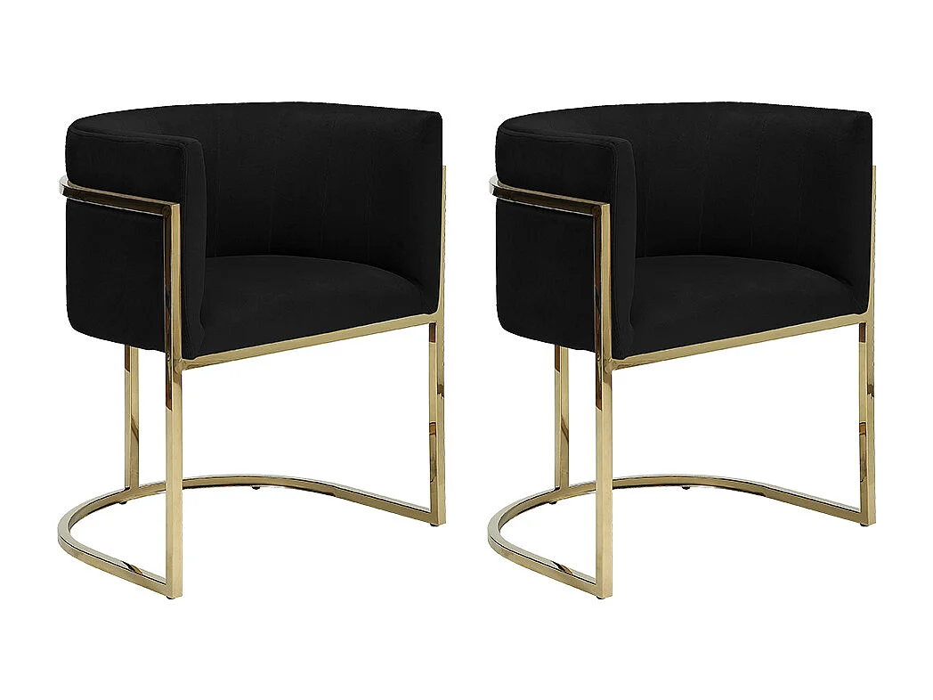 Sedie con braccioli in Velluto e Metallo Nero e Dorato - Lotto di 2 - PERIA di Pascal MORABITO