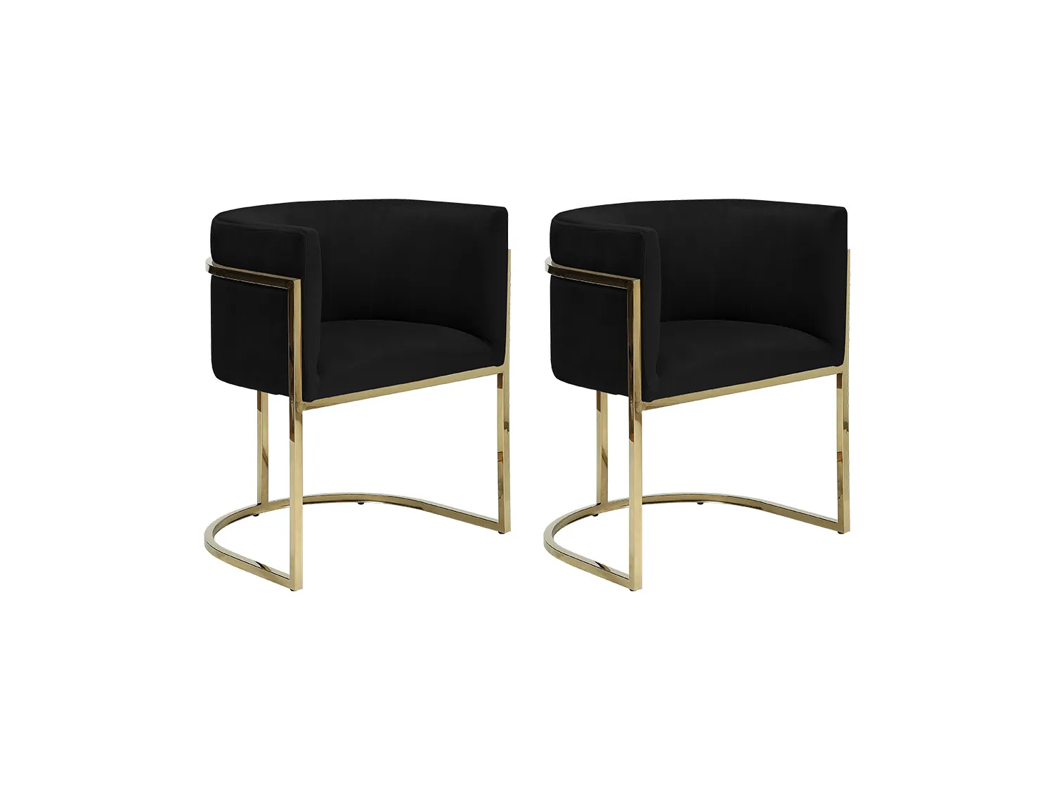 Lot de 2 chaises avec accoudoirs - Velours et acier inoxydable - Noir et doré - PERIA de Pascal MORABITO