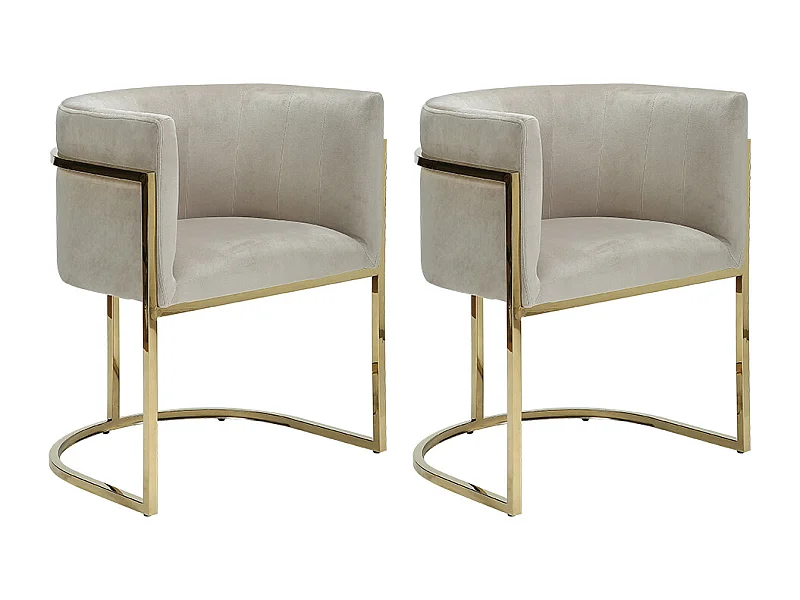 Set van 2 stoelen met armleuningen PERIA - Fluweel en roestvrij staal - Beige & goudkleurig - van Pascal Morabito