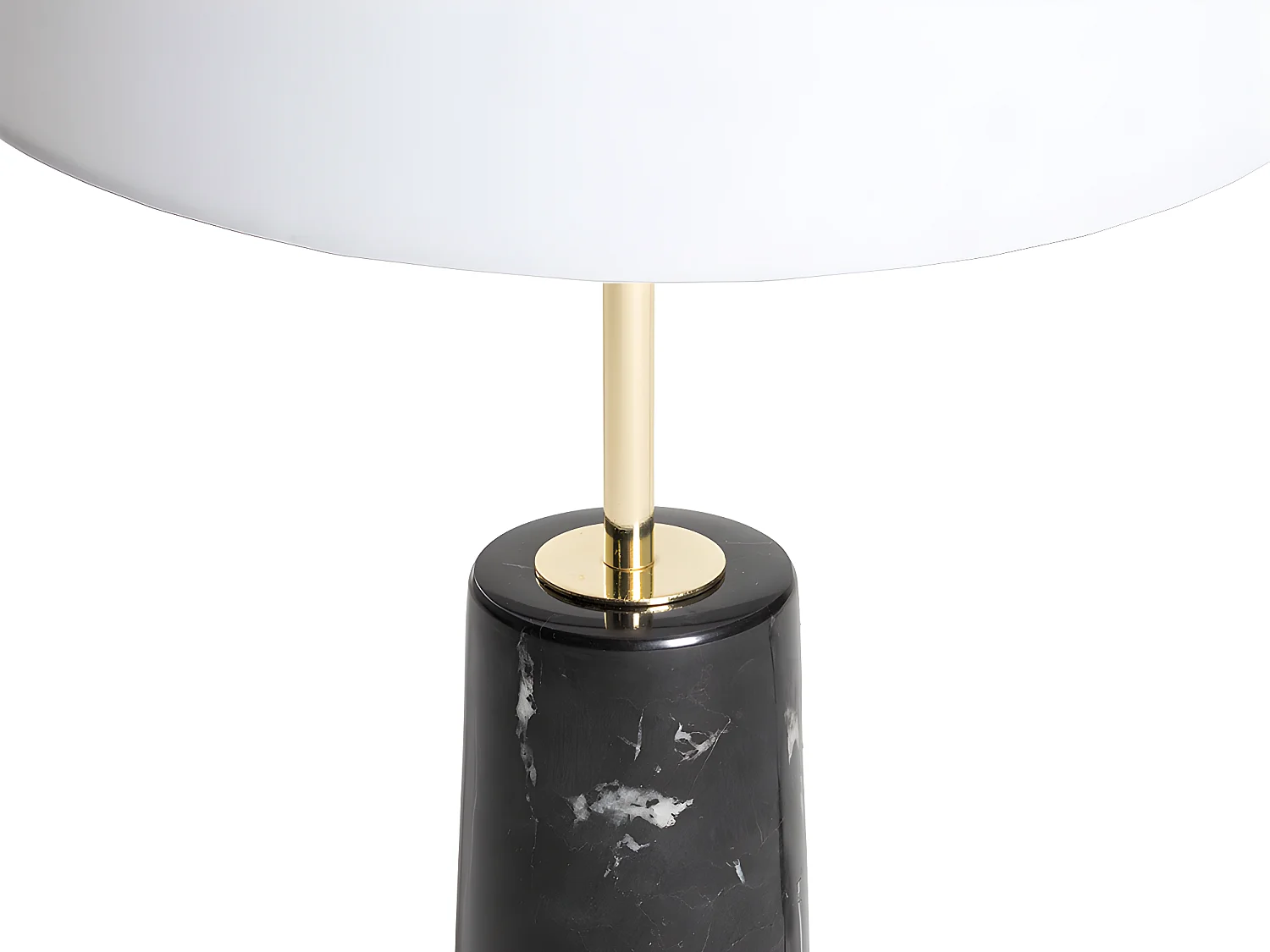 Lampe à poser en marbre et tissu - D. 30 x H. 51 cm - Noir et blanc - MERPLE