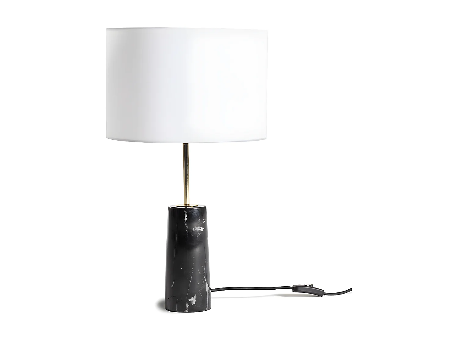 Lampe à poser en marbre et tissu - D. 30 x H. 51 cm - Noir et blanc - MERPLE